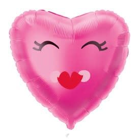 Smiling Pink Heart Shaped Foil Balloon 18&quot;, Packaged