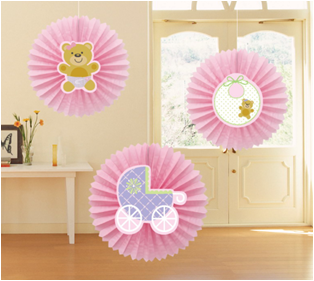 Baby Girl Tissue Fan 3 Pcs