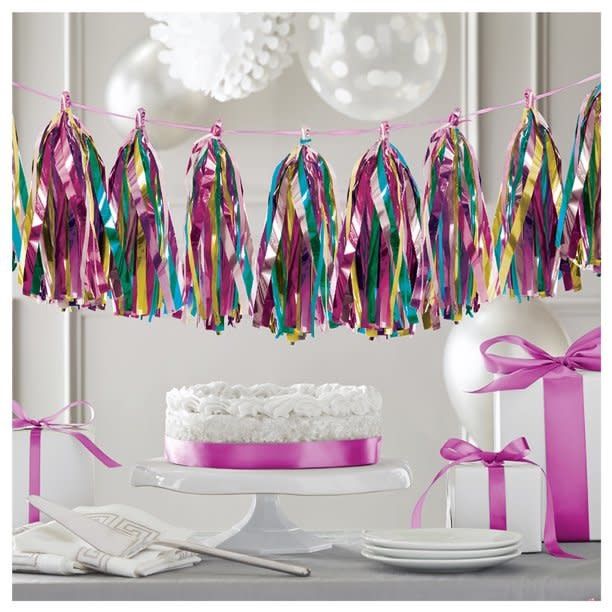 Pink/gold/ blue Tassel Garland