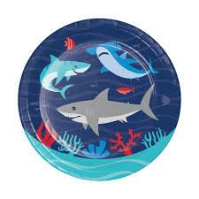 Plates 7” 8CT SHARK PARTY