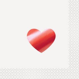 Red Heart Beverage Napkins, 16ct - Foil Stamped