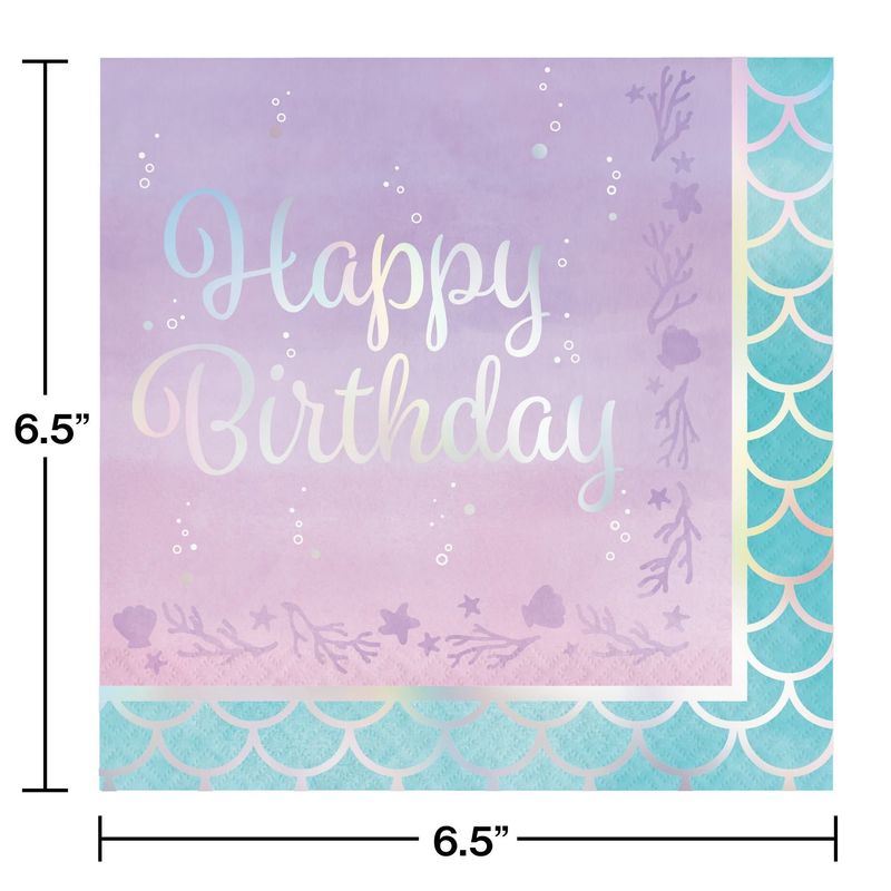 LUNCH NAPKIN 16CT 3P  HBD MERMAID SHINE