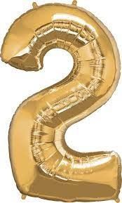 NUMBER TWO METALLIC GOLD 34&quot; BALLOON