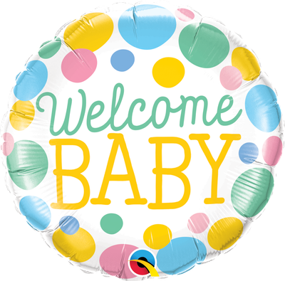 WELCOME BABY DOTS 18&quot; BALLOON