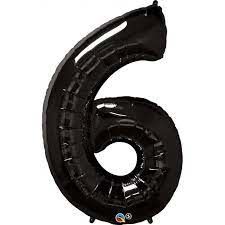 6 BLACK NUMBER BALLOON