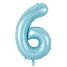 6 BABY BLUE NUMBER BALLOON