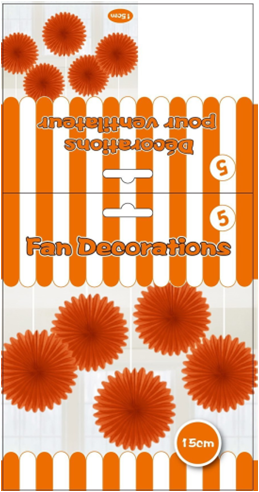 Paper Fan Decoration 5 Pcs Orange