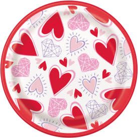 Sparkling Hearts Round 7" Dessert Plates, 8ct Sparkling Hearts Round 7" Dessert Plates, 8ct