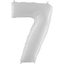 7 WHITE NUMBER BALLOON
