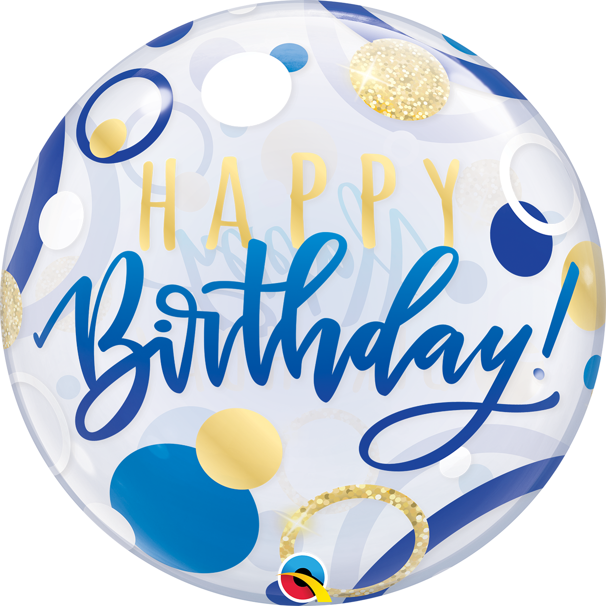 BDAY BLUE & GOLD DOTS 22" BALLOON BDAY BLUE & GOLD DOTS 22" BALLOON