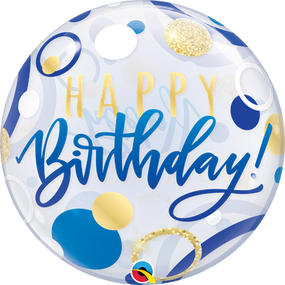 BDAY BLUE & GOLD DOTS 22" BALLOON BDAY BLUE & GOLD DOTS 22" BALLOON