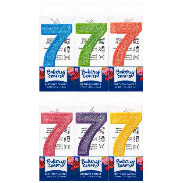 7 Mini Glitter Numeral Candles 7 Mini Glitter Numeral Candles