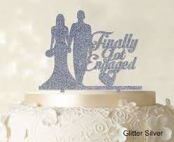 Finally Got Engaged Cake Topper  Silver