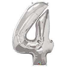 NUMBER FOUR SILVER 34&quot; BALLOON
