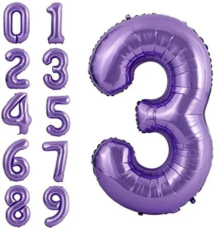 3 PURPLE NUMBER BALLOON 3 PURPLE NUMBER BALLOON