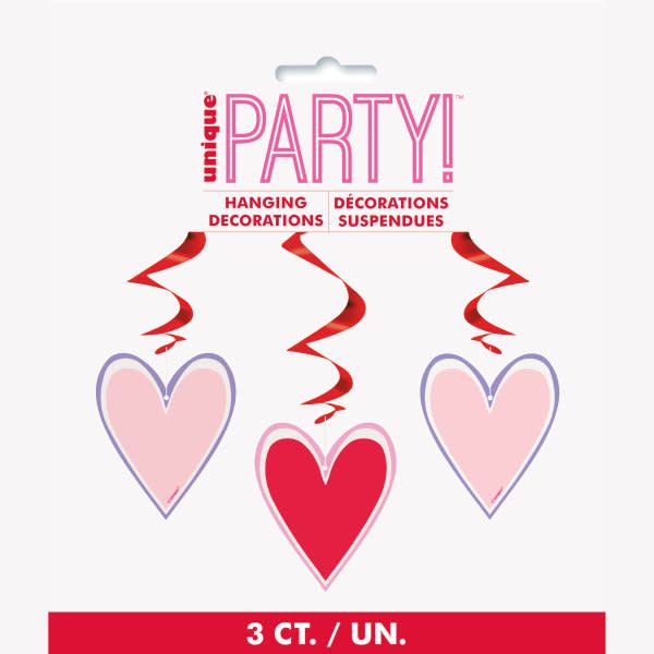 Pink and Red Heart Hanging Swirl Decorations, 26", 3ct Pink and Red Heart Hanging Swirl Decorations, 26", 3ct