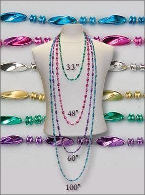 60"METALLIC SWIRLS BEADS ASSORTED COLORS-6PKT 60"METALLIC SWIRLS BEADS ASSORTED COLORS-6PKT