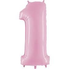 1 BABY PINK NUMBER BALLOON