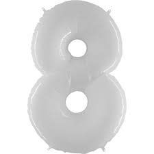 8 WHITE NUMBER BALLOON