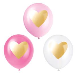 Gold Heart 12" Assorted Latex Balloons, 6ct Gold Heart 12" Assorted Latex Balloons, 6ct