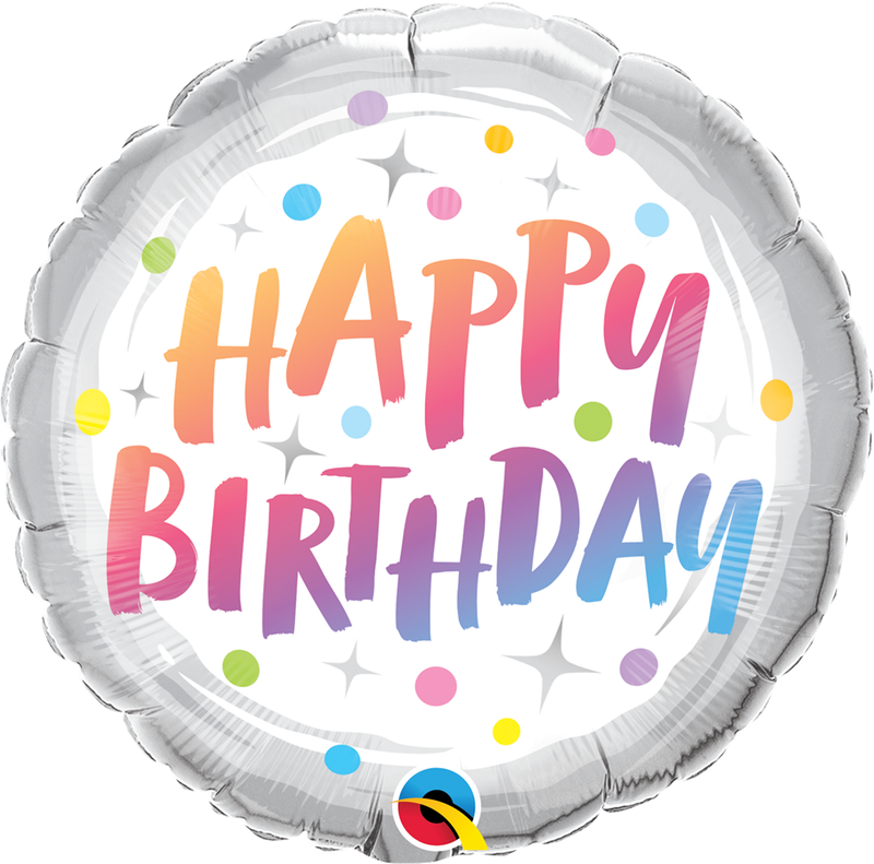 18 INCH BIRTHDAY RAINBOW DOTS BALLOON