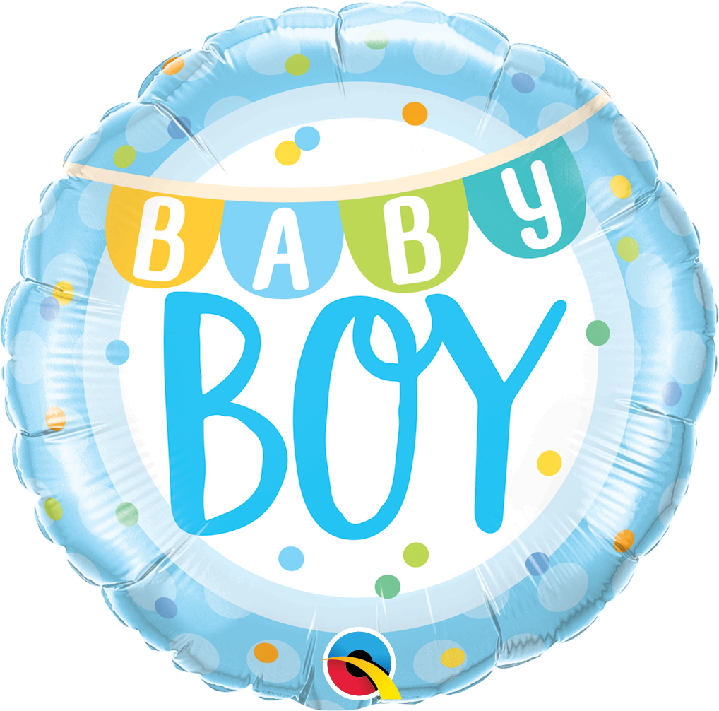 BABY BOY BANNER & DOTS 18" BALLOON BABY BOY BANNER & DOTS 18" BALLOON