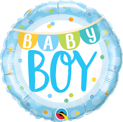 BABY BOY BANNER & DOTS 18" BALLOON BABY BOY BANNER & DOTS 18" BALLOON