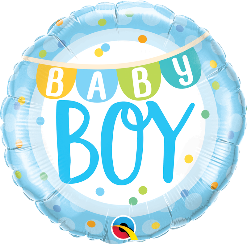 BABY BOY BANNER & DOTS 18" BALLOON BABY BOY BANNER & DOTS 18" BALLOON