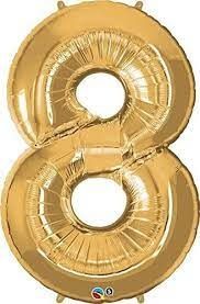 NUMBER EIGHT METALLIC GOLD 34 " BALLOON NUMBER EIGHT METALLIC GOLD 34 " BALLOON