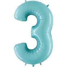 3 BABY BLUE NUMBER BALLOON