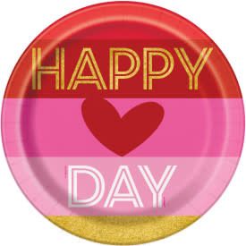 Gold Happy Valentine&#39;s Round 9&quot; Dinner Plates, 8ct
