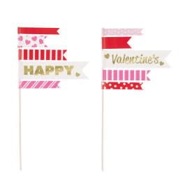 Valentine&#39;s Day Pennant Flag Cake Toppers, 2ct