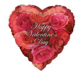 Valentines Photo Roses Heart Foil Balloon 18&quot;, Packaged