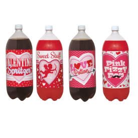 Valentines 2 Liter Bottle Labels, 4ct Valentines 2 Liter Bottle Labels, 4ct