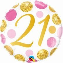 21 PINK &amp; GOLD DOTS 18&quot; BALLOON