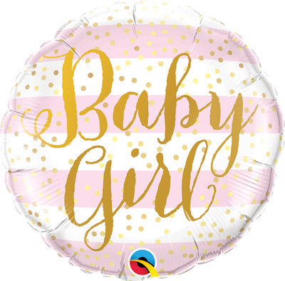 BABY GIRL PINK STRIPES 18" BALLOON BABY GIRL PINK STRIPES 18" BALLOON