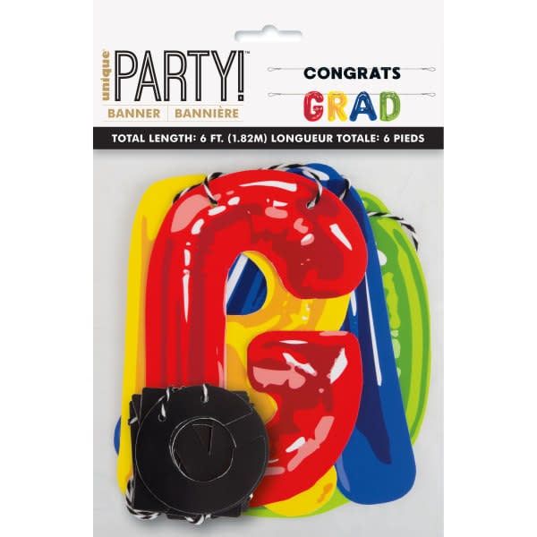 Letter Balloon Grad Paper Letter Banner, 6 ft, 2pc