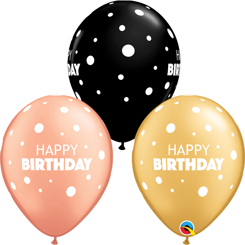 Birthday Big &amp; Little Dots 11" ROUND LATEX BALLOON 50/CT