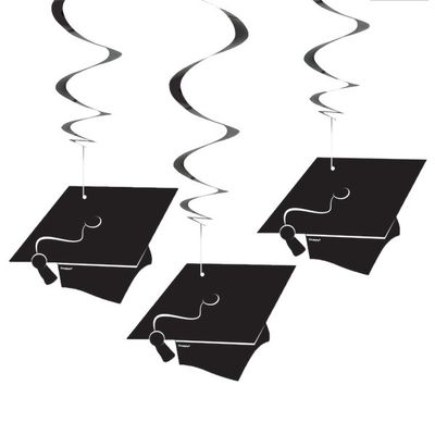 Grad Hanging Swirl Decorations, 26&quot;, 3ct