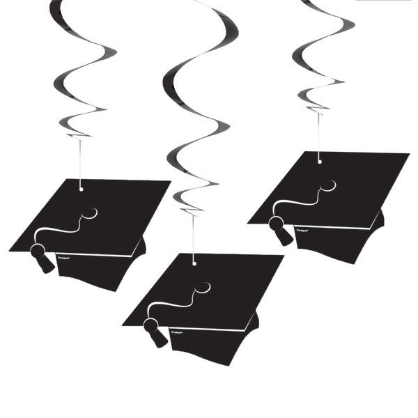 Grad Hanging Swirl Decorations, 26&quot;, 3ct