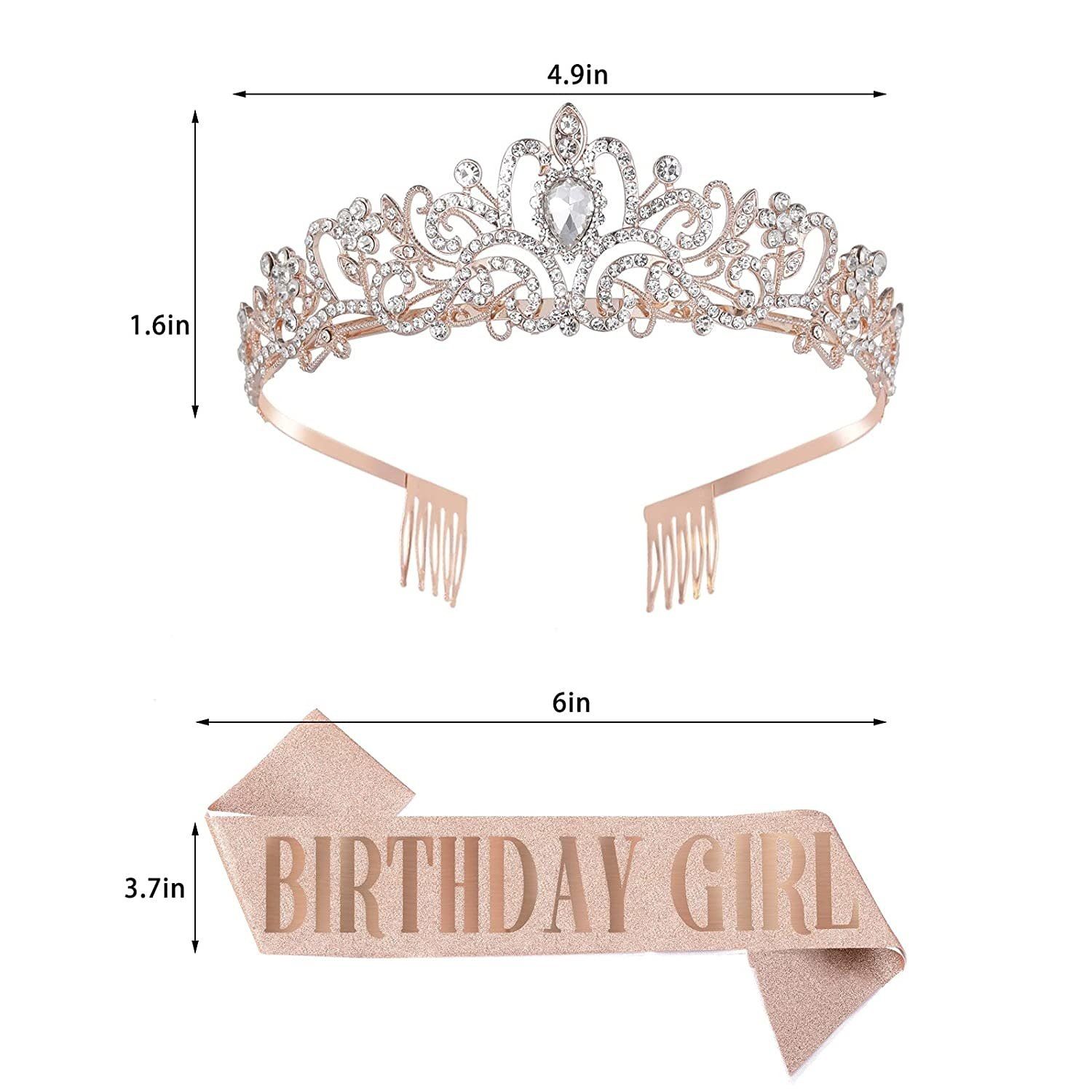 BIRTHDAY GIRL SASH WITH TIARA -ROSE