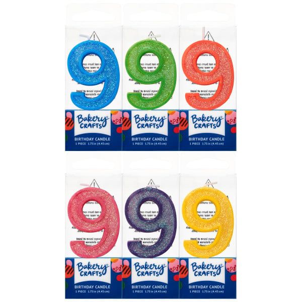 9 Mini Glitter Numeral Candles 9 Mini Glitter Numeral Candles