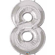 NUMBER EIGHT SILVER 34" BALLOON NUMBER EIGHT SILVER 34" BALLOON