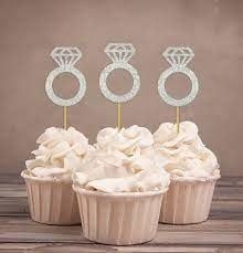 Diamond Ring Cup Cake Topper Silver