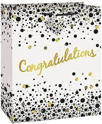 Speckled Black &amp; Gold Congratulations Large Gift Bag