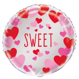 Sweet Pink &amp; Red Hearts Foil Balloon 18&quot;, Bulk