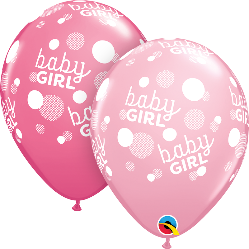 Baby Girl Pink Dots-A-Round 11" BALLOON LATEX 50/CT Baby Girl Pink Dots-A-Round 11" BALLOON LATEX 50/CT