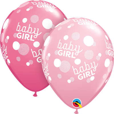 Baby Girl Pink Dots-A-Round 11" BALLOON LATEX 50/CT Baby Girl Pink Dots-A-Round 11" BALLOON LATEX 50/CT