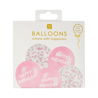 Pink Happy Birthday Confetti Balloons