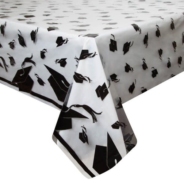 Graduation Caps Rectangular Plastic Table Cover, 54" x 108" Graduation Caps Rectangular Plastic Table Cover, 54" x 108"